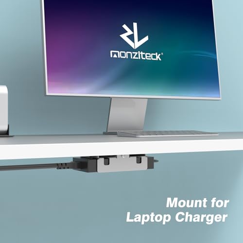 All-Metal Adjustable Width Power Strip/Laptop Chargers Holder Mount - Under Desk or Wall Mountable Universal Organizer for Power Strips, Laptop Chargers & Cable Management (Large)