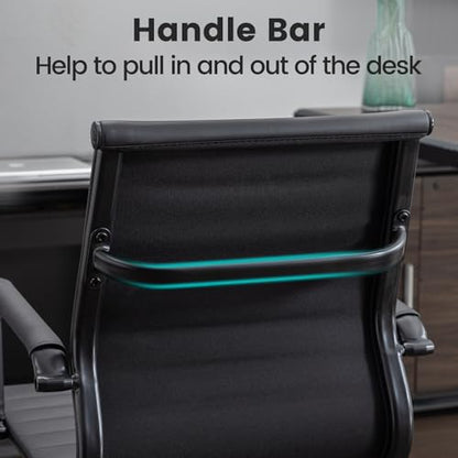 Office Guest Reception Chair Set of 8, Conference Room Chairs Waiting Room Chairs 8 Pack, Modern Leather Office Desk Chair No Wheels.（Matte Black） - color: Matte Black, size: 8 Pack