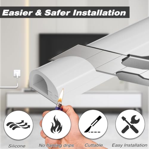 78" Silicone Cord Hider for Wall Mount TV, White Self-Adhesive Cable Hider - size: Regular-78 inch