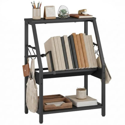 HOOBRO Desktop Bookshelf, 3-Tier Desk Organizer Shelf, Small Office Shelves - color: Black