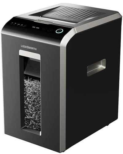 Locksworth 200-Sheet Micro Cut Shredder for Home Office, 8.5 Gallons Bin P-5 High Security Shredders for Paper, CD, Credit Card, Staple, Clip, Heavy Duty Commercial Paper Shredder with Casters - size: 200-Sheet