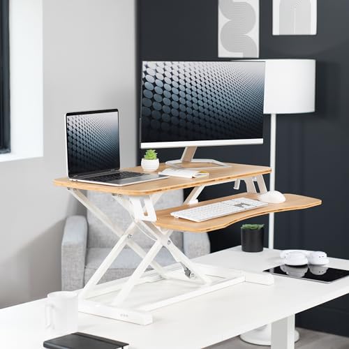 VIVO Real Bamboo 32 inch Standing Desk Converter, DESK-V000KO - color: Bamboo, size: 32"