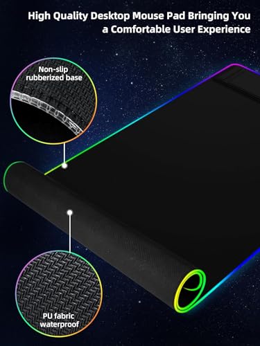 XXL Mouse Pad with Phone Holder - Black, RGB Desk Mat with 15W Fast Charging, LED Gaming Mousepad with 11 Light Colors, Waterproof Non-Slip Pad for Office & Home (Black with PD Adapter) - color: Black with PD Adapter