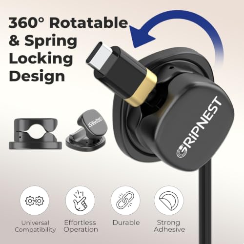 Cable Clips 8 Pack Rotatable Cord Organizer with Adhesive | 360° Rotatable, Clean Cable Management for Desk, Car & Nightstand - size: Pack of 8