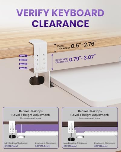 Ergonomic Mouse & Keyboard Tray Under Desk, 20x11.8 in Board, White - color: White, size: Small