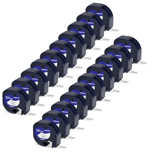Pristar 20-Pack 91331 Replacement for DYMO LetraTag 91331 Label Tape 12mm