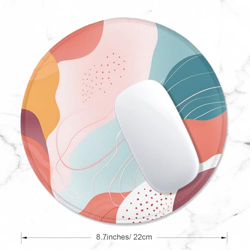 ITNRSIIET Round Mouse Pad with Stitched Edge Premium-Textured Waterproof Non-Slip Rubber Base Desktop Protection Mat Diameter 8.7 inches, Art Style Pattern - color: A03-Art Style Pattern