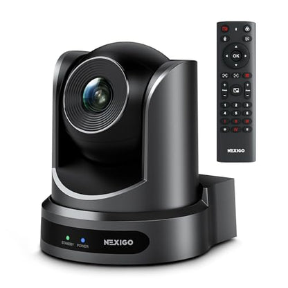 NexiGo Conference Room PTZ Camera System with 10X Optical Zoom, Remote Control, USB Output & Autofocus for Live Streaming, Meetings, Church Services, Education, for OBS/Zoom/Skype | Easy Setup - color: SilverBlack