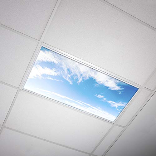 OCTO LIGHTS Cloud Fluorescent Light Covers 2x4 Backlit Film Insert - 1 Pack | ASTM E84 & UL723 Fire Safety Certified | Reduces Glare & Eye Strain | Easy Drop-In Install | Classroom Decor | Sky Panel - color: Cirrus Skyscape, size: 1pk