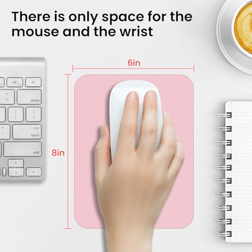 Small Mouse Pad 6 x 8 Inch, Horizontal and Vertical Flexible use. Great for Traveling, Wireless laptops, Keyboard Trays, Offices, etc. (Pink) - color: pink
