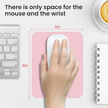 Small Mouse Pad 6 x 8 Inch, Horizontal and Vertical Flexible use. Great for Traveling, Wireless laptops, Keyboard Trays, Offices, etc. (Pink) - color: pink