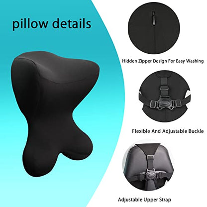 Car Neck Pillow for Driving Seat Car headrest Pillow/Gaming Chair Pillow with Adjustable Strap Removable Cover Ergonomic Design Neck Support Pillow for auto, Office Chair, Gaming Chair(Black) - color: Neck Black