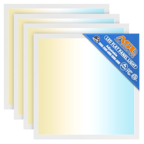 Allsmartlife 2x2 LED Flat Panel Ceiling Light 4-Pack, 0-10V Dimmable, 5CCT 3000K-3500K-4500K-5000K-6000K, MAX 60W/7200 Lumens, Back-Lit Drop Ceiling Light Fixtures, 100-277V 50/60Hz - size: 4-Pack