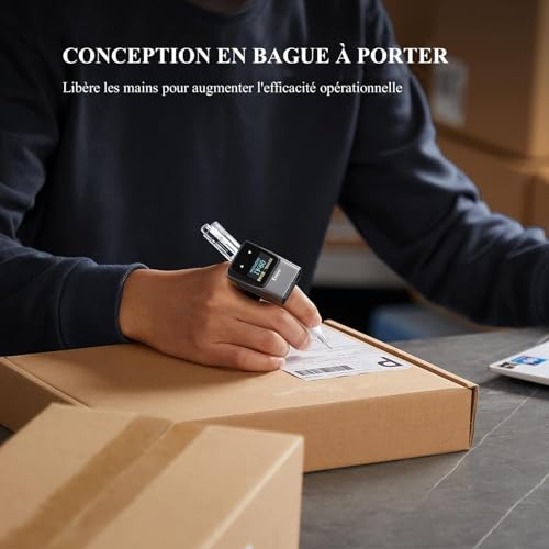 Eyoyo Mini 1D Wearable Bluetooth Ring Barcode Scanner Wireless with Display | Finger Bar Code Scanner Reader, Compatible with iPad iPhone Android, Left&Right-Handed Use, Fast&Accurate Scanning - color: Orange