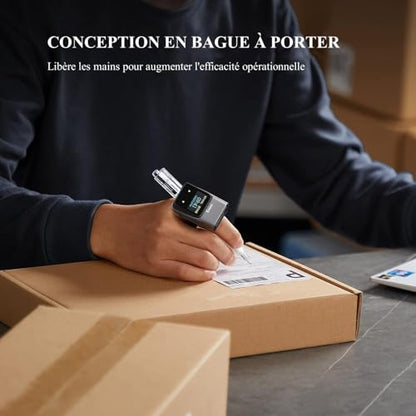 Eyoyo Mini 1D Wearable Bluetooth Ring Barcode Scanner Wireless with Display | Finger Bar Code Scanner Reader, Compatible with iPad iPhone Android, Left&Right-Handed Use, Fast&Accurate Scanning - color: Orange