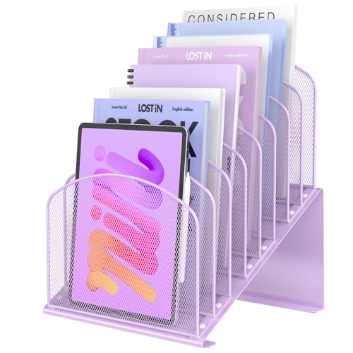 Sinboun Inclined Desk File Organizer Folder Holder with 8-Section, Purple - color: Purple, size: 8 Section