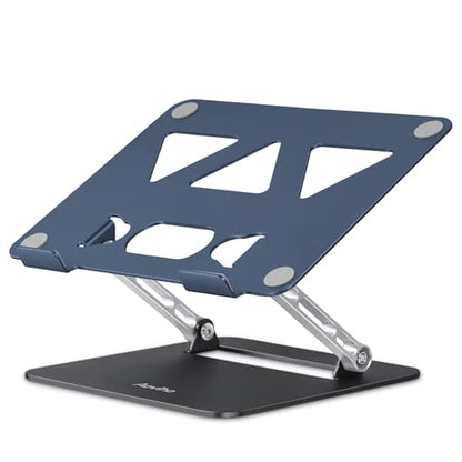 Aoviho Adjustable Laptop Stand for Desk,Portable Laptop Stand Holder and Riser,Foldable Aluminum Notebook Computer Stands for MacBook Air Pro HP Lenovo Dell Samsung, 10-15.6 inch (Navy-Silver-Black) - color: Navy-Silver-Black