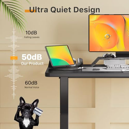 JOY worker 35" Small Electric Sit Stand Desk, Whole Piece Height Adjustable - color: Black, size: 35" * 20"