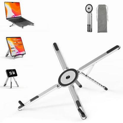 SupeDesk Adjustable Laptop Stand, 3-in-1 Magnetic Stand for Laptop & Tablet - color: Silver
