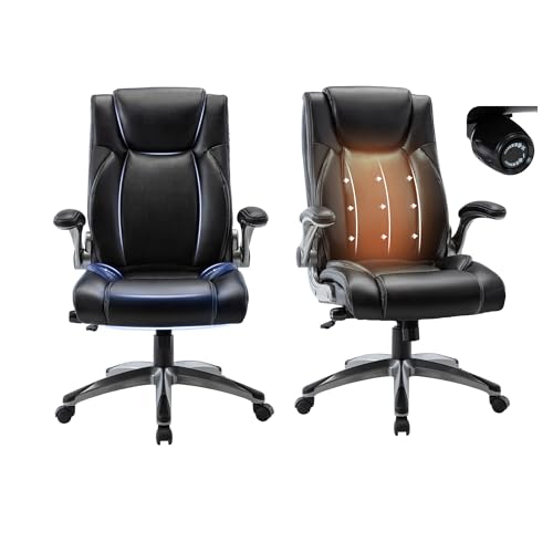 COLAMY Ergonomic Home Office Chair-Adjustable Lumbar Support for Extra Comfort, High Back Design with Padded Flip-up Arms for Adult Working, Study, Gaming (Black), 250lbs - color: Black-91287, size: set of 2