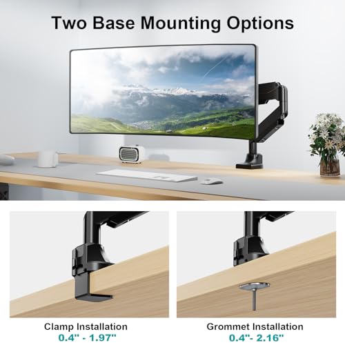 MOUNT PRO Single Monitor Mount for Max 43 Inch Ultrawide Computer Screen, Premium Aluminum Heavy Duty Monitor Arm Holds 6.6lbs to 33lbs, Gas Spring Full Motion Display Desk Stand, VESA Mount - size: Max 43", style: Single