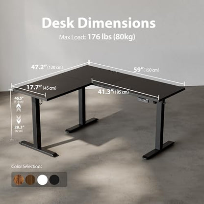 Agilestic L Shaped Electric Standing Desk Adjustable Height, 59Inch, Black - color: Black, size: 59 x 48 Inch