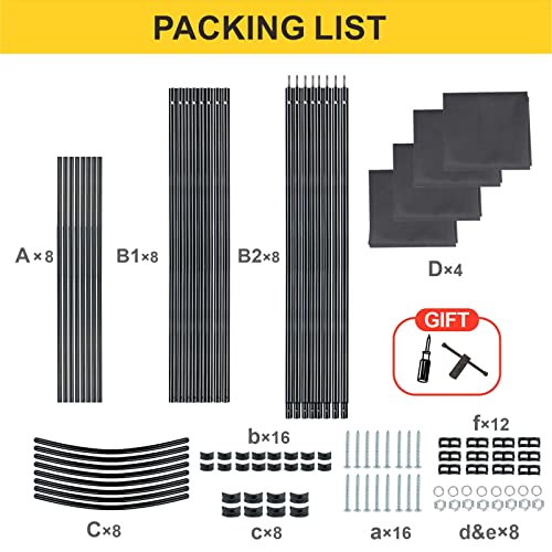 MAYOLIAH 4 Panel Privacy Screen Room Dividers 6FT Tall Portable Office Wall - color: Grey, size: 34"-4 Panel-Arc Base