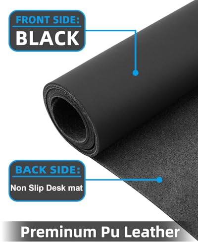Extra Large Desk mat, Leather Desk Pad Protector,Office Desk Mat,Mouse Pad, Non-Slip Desk Blotter, Laptop Desk Pad, Waterproof Desk Writing Pad for Office&Home (Black, 55" x 17") - color: Black, size: 55" x 17"