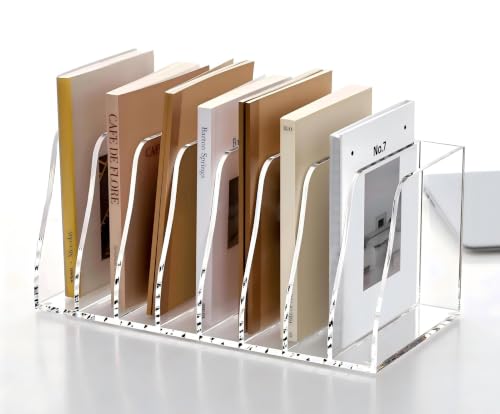 YUXUN Acrylic Desk File Organizer, 8-Section Upright Magazine Holder - size: Compact 8-Section