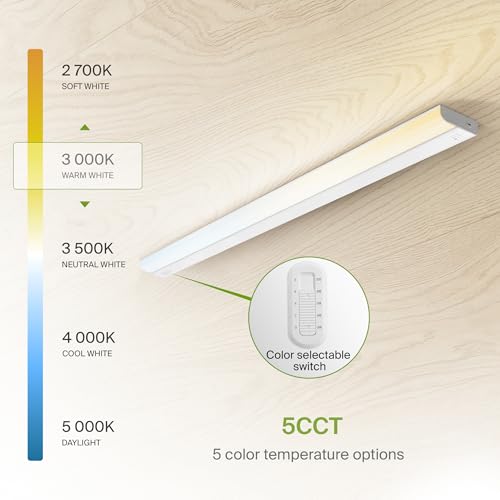 ASD LED Under Cabinet Lighting Hardwired, 48 Inch 24W 2700K-5000K Selectable, 2087LM, CRI90+, Direct Wire Linkable Under Counter Lights for Kitchen, Dimmable Under Cabinet Lights, White, UL Certified - color: 48 Inch White, size: 1 Pack