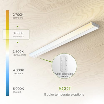 ASD LED Under Cabinet Lighting Hardwired, 48 Inch 24W 2700K-5000K Selectable, 2087LM, CRI90+, Direct Wire Linkable Under Counter Lights for Kitchen, Dimmable Under Cabinet Lights, White, UL Certified - color: 48 Inch White, size: 1 Pack