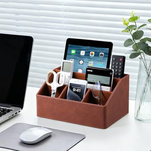 Desk Organizer Caddy Nightstand Organizer Desk Caddy Remote Holder - color: Brown