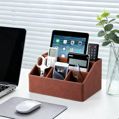 Desk Organizer Caddy Nightstand Organizer Desk Caddy Remote Holder - color: Brown
