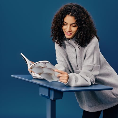 TopJob ANYDESK FOLD Mobile Standing Desk, Portable with Lockable Wheels, Foldable Stand Desk, Rolling Computer Workstations, Used for Home, Couch Side Table, Bedside Table in Bed Room Kitchen - color: Indigo