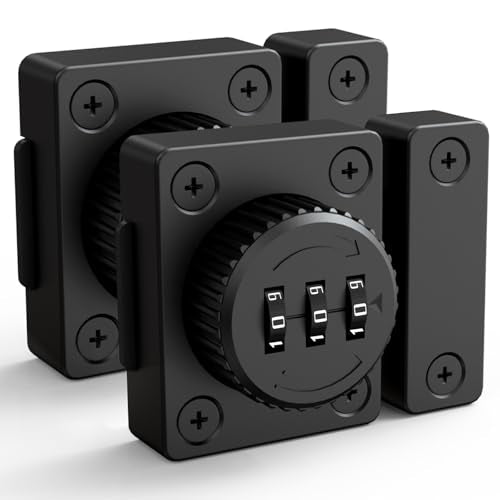 Combination Cabinet Latch, Keyless Drawer Lock, Easy to Install, Suitable for Kitchen Cabinet, Office Drawer, Wooden Furniture, One-Way Door, Etc (Black, 2 Pack) - color: Black, size: 2 Pack