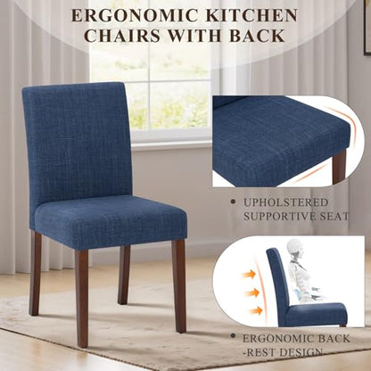 MALOL Upholstered Dining Chairs Set of 4, Modern Fabric Dining Room Chair, Wooden Dining Chair, Kitchen Side Chairs, Farmhouse Dinner Chair with High Back for Kitchen, Blue - color: Blue, size: Set of 4
