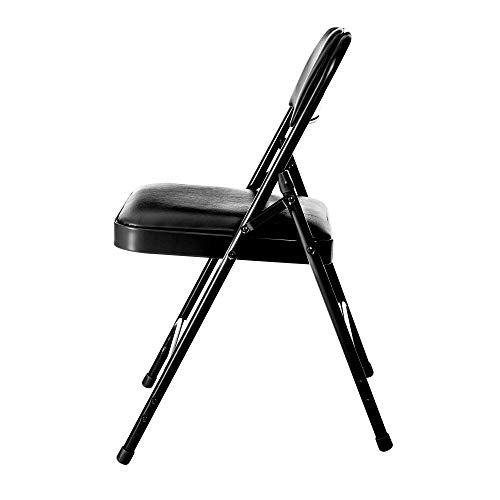 OEF Furnishings OEF1210 Vinyl Cushioned Folding Chairs with Steel Frame, Black, 4-Pack - color: Black