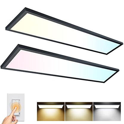 AIKVSXER 2 Pack 1x4 LED Flat Panel Light Surface Mount Black, 5500LM 50W - color: Black, size: 1x4FT 2PACK