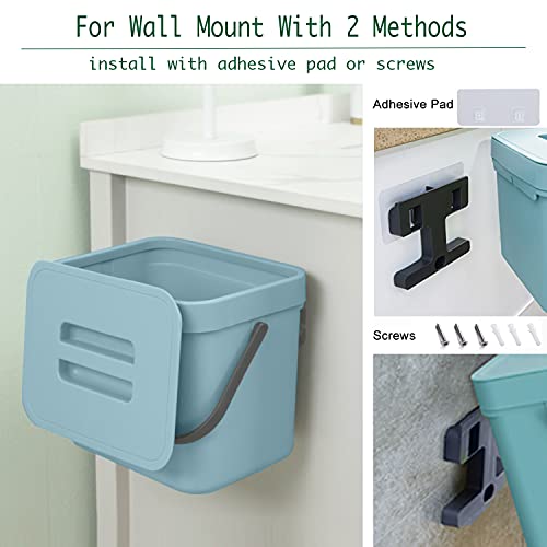 LALASTAR Kitchen Compost Bin, Hanging Trash Can with Lid for Kitchen Cabinet Door, Under Sink, Wall Mounted Waste Bin for Bathroom, 1.8 Gallon, Blue - color: Blue