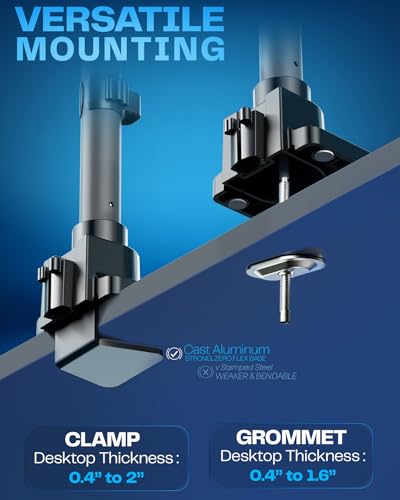 VIVO Pneumatic Arm Dual Ultrawide Monitor Extra Tall Desk Mount for Up to 49 inch Screens, Heavy Duty Clamp, Holds 2 Ultra Wides Up to 44 lbs, Black, STAND-V120K - size: Dual Mount, style: Desk Mount