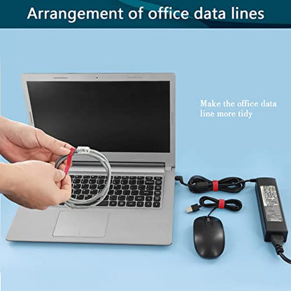 50PCS Reusable Adjustable Cable Ties, Microfiber Cloth for Computer Cable Management (Red) - color: Red