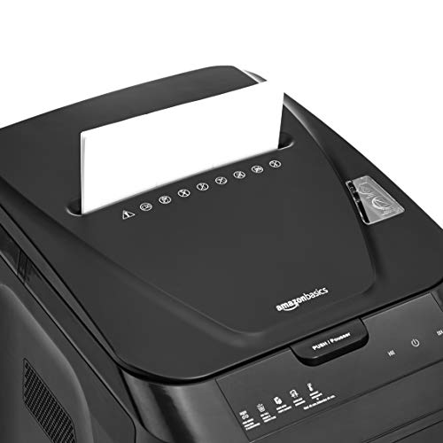 Amazon Basics 150-Sheet Autofeed Micro-Cut Paper and Credit Card Shredder, High Security Level P-4 with 8.5-Gallon Bin, 60-Minute Continuous Run Time, Black - size: 150 Sheet