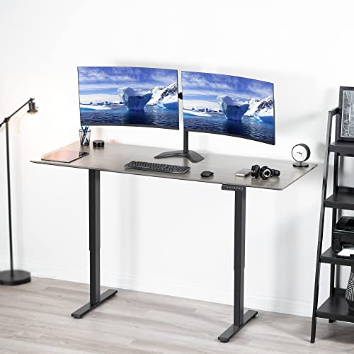VIVO Premium Dual Ultra Wide LCD LED 27 to 38 inch Monitor Desk Stand, Heavy Duty, Free-Standing Telescoping Arms, Flush Wall Setup, Fits 2 Screens, Black, STAND-TS38B - color: Black