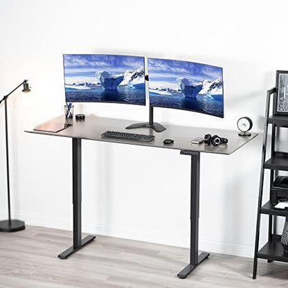 VIVO Premium Dual Ultra Wide LCD LED 27 to 38 inch Monitor Desk Stand, Heavy Duty, Free-Standing Telescoping Arms, Flush Wall Setup, Fits 2 Screens, Black, STAND-TS38B - color: Black