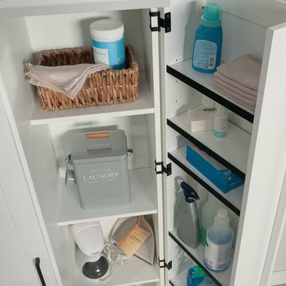 Sauder HomePlus Kitchen Storage Pantry Cabinet with Swing Door Storage and Adjustable Shelves, in Soft White finish - color: Soft White