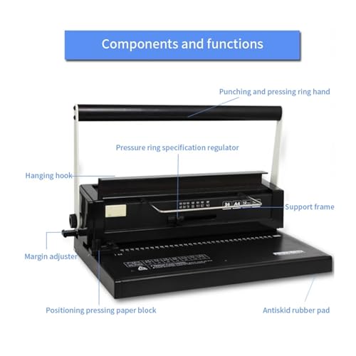 Binding Machine, Ring Binding Machine 34 Hole Loose Leaf Iron Ring Punching Machine Double Coil Manual Wire Binding Machine