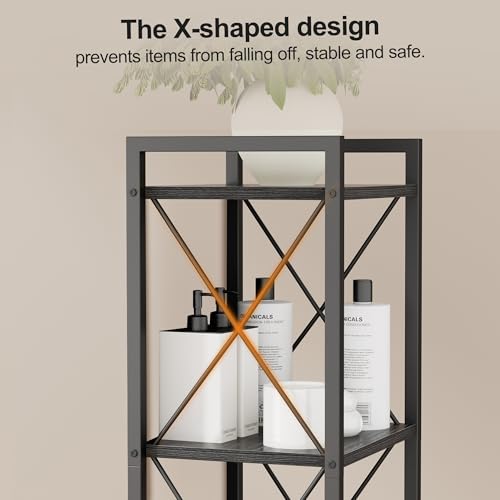 Homhedy 6 Tier Small Bookshelf, Tall Narrow Bookcase, Metal Book Shelf | Industrial Style for Small Spaces, Home, Office, Living Room, Kitchen, Bedroom , 10.4" D x 13" W x 67.4" H, Black - color: Black, size: 10.4"D x 13"W x 67.4"H