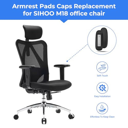 Armrest Pads Replacement for Sihoo M18 Chair -Ergonomic Chair armrest Parts, arm Pads caps for SIHOO M18 Chair,Black