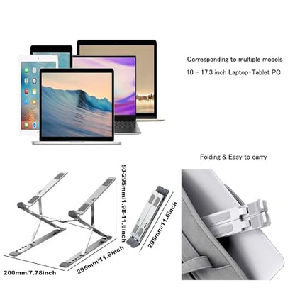 Laptop Stand for Desk, Adjustable Computer Riser with Dual Layer, Portable Foldable Aluminum Notebook Stand Holder Compatible with 13.3-17.3 inch MacBook Dell HP Lenovo, Black - color: Double layer-Black