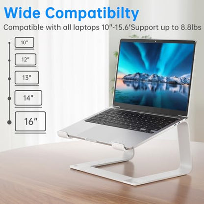 GleYo Laptop Stand for Desk Portable Computer Riser Metal Notebook Holder Printer Stand Office Desk Accessories Compatible with MacBook Air, Pro, Dell, HP, Lenovo and All 10-16" Laptops, Silver - color: Silver